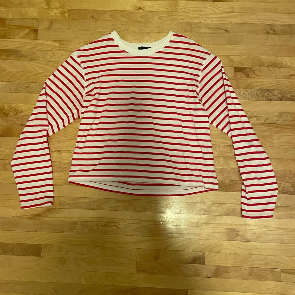 ATM Anthony Thomas Melillo Red and White Striped Long Sleeve Shirt Size M